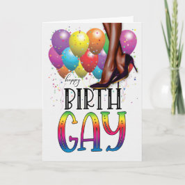 Cartão Funny Birth GAY African American Rainbow Birthday