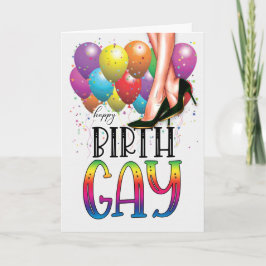 Cartão Funny Birth GAY White Female Legs Rainbow Birthday