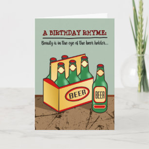 Cartão Funny Birthday Card (6 pack of Beer) Rhyme