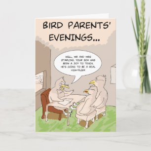 Cartão Funny Birthday Card: Bird Parents' Evening