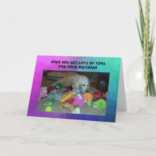 Cartão Funny Birthday Card Golden Retriever with Toys