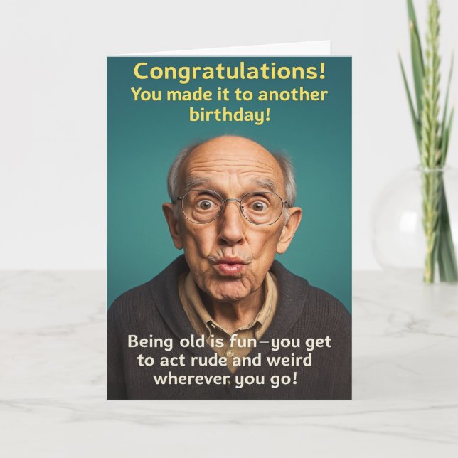 Cartão Funny Birthday Card Old Age (Frente)