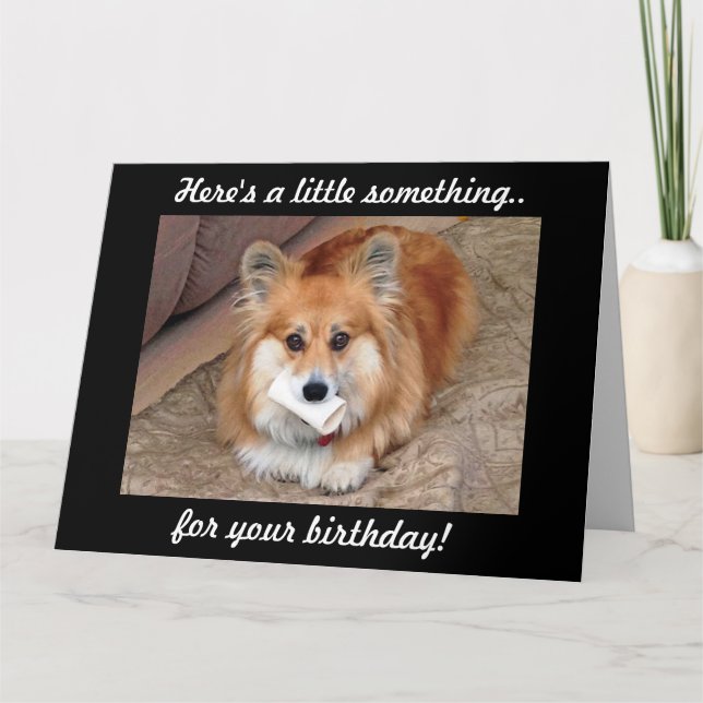 Cartão Funny Birthday Corgi com Osso (Frente)