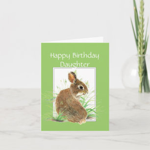 Cartão Funny Birthday Daughter, Cute Rabbit, Carrot Cake