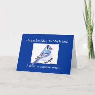 Cartão Funny Birthday Friend - Blue Jay Bird, Nature