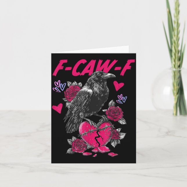Cartão Funny Black Bird F-caw-f Anti Valentines Day Singl (Frente)