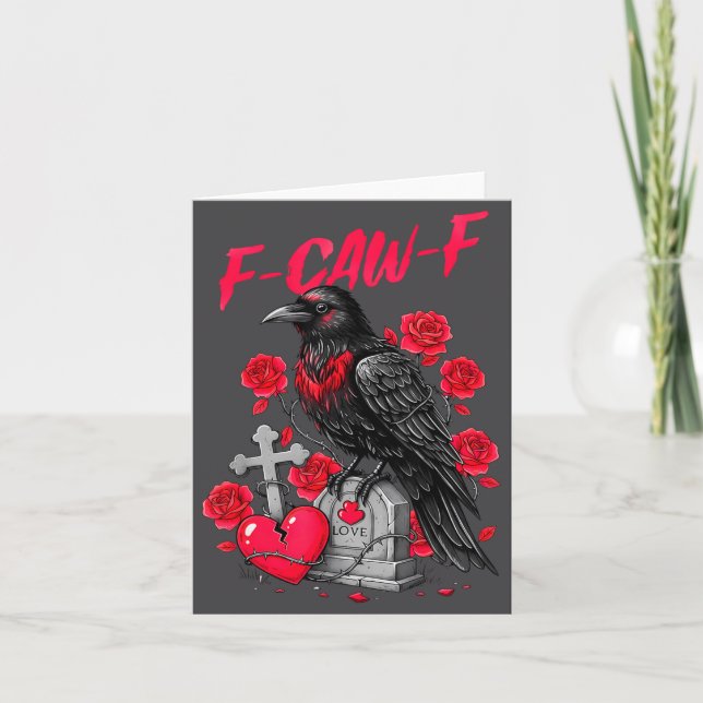 Cartão Funny Black Bird F-caw-f Anti Valentines Day Singl (Frente)