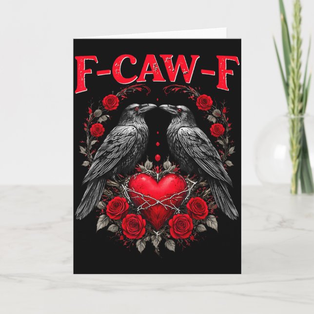 Cartão Funny Black Bird F-caw-f Anti Valentines Day Singl (Frente)