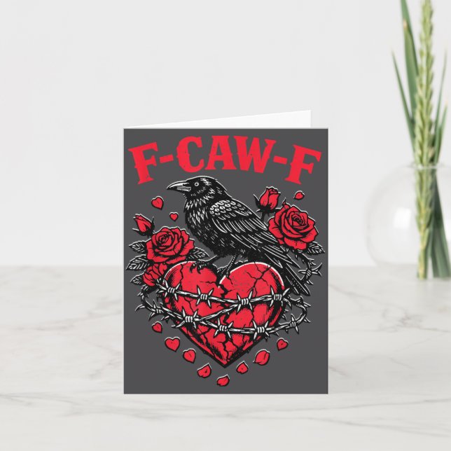 Cartão Funny Black Bird F-caw-f Anti Valentines Day Singl (Frente)