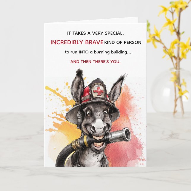 Cartão Funny Brave Idiot Firefighter Birthday Card (Flor Amarela)