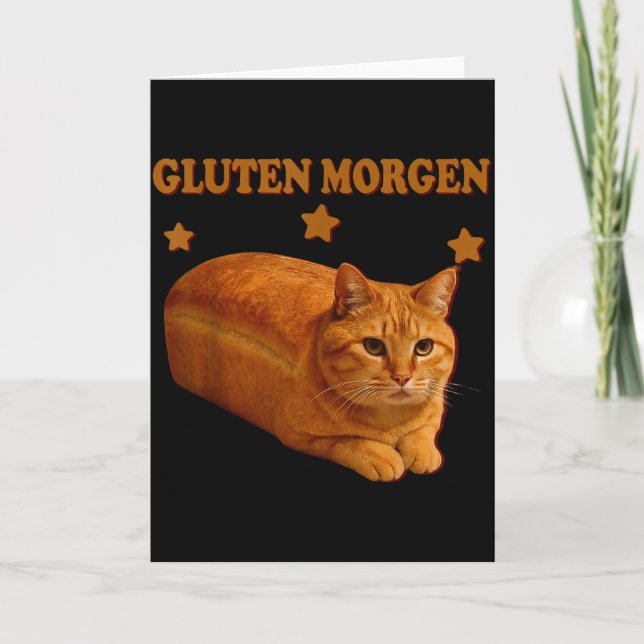 Cartão Funny Bread Cat Meme Gluten Morgen Humor Graphic G (Frente)