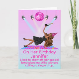 Cartão Funny Breakdancing Disco Doll Birthday Card