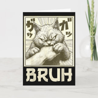 Cartão Funny Bruh Cat Bite Graphic Tee Japanese Anime Cat