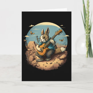 Cartão Funny Bunny Playing Njo Guitar Music Rabbit Happy 