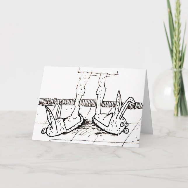 Cartão Funny Bunny Slippers Feliz cumpleaños Cartoon Card (Frente)