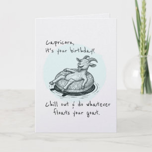 Cartão Funny Capricórn Float Goat Zodiac Birthday