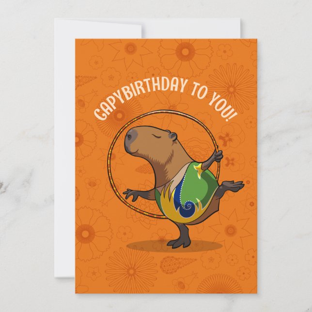 Cartão Funny Capybara Capybirthday To You! Dancer Cartoon (Frente)