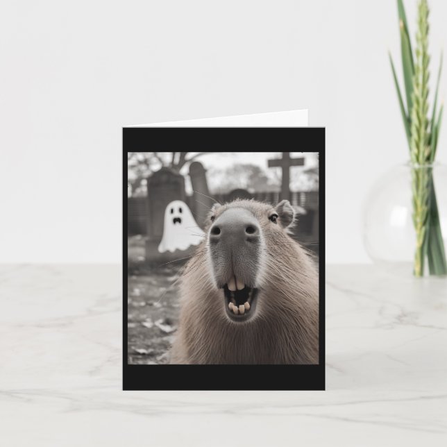 Cartão Funny Capybara Ghost Halloween Costume Capybara Ha (Frente)