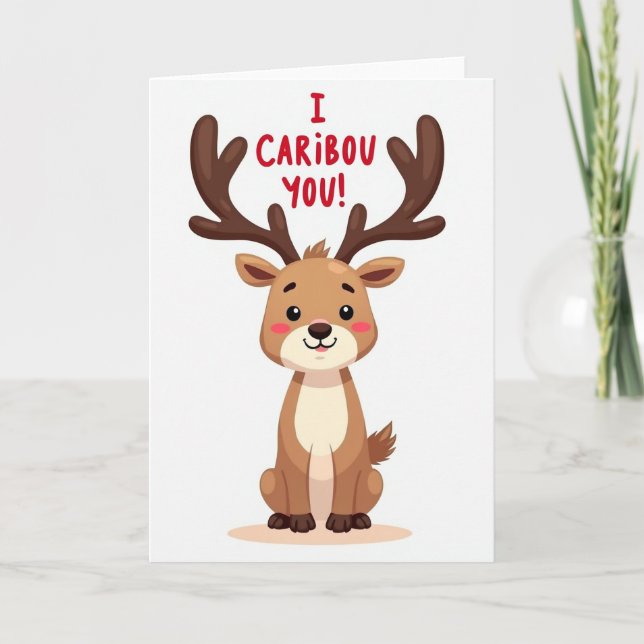 Cartão Funny Caribou Care About You Card (Frente)