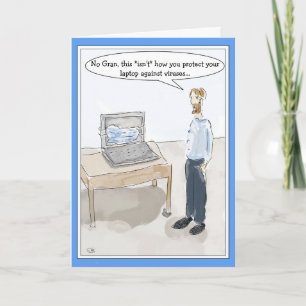 Cartão Funny Cartoon Computer Virus Card for Men