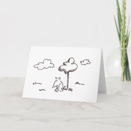 Cartão Funny Cartoon Dog Under Tree Line Drawing Card
