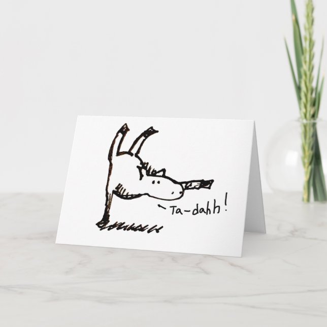 Cartão Funny Cartoon Horse Ta Dah! Congratulations Card (Frente)