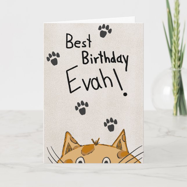 Cartão Funny Cat Birthday Card, From the Cat (Frente)