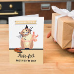 Cartão Funny Cat "Purr-fect" Mother's Day<br><div class="desc">Send a special Mother's Day greeting with this funny "Purr-fect" cat lover's greeting card. The simple design features a cartoon cat with the wording "Wishing you a Purr-fect Mother's Day!". You can easily change the wording on the front and inside of the card using Zazzle's design tool. There is also...</div>