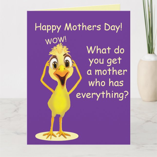 Cartão Funny Chicken Purple Mother's Day Card (Frente)
