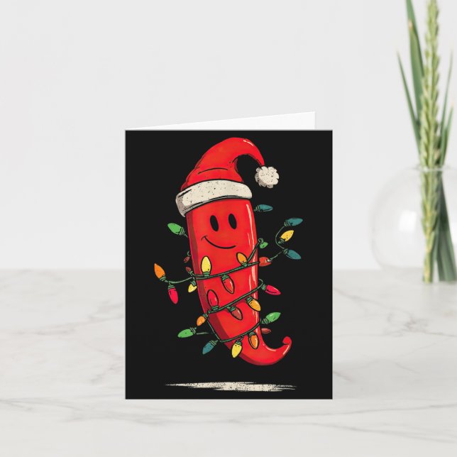 Cartão Funny Chili Pepper Christmas Graphics Lights Lover (Frente)