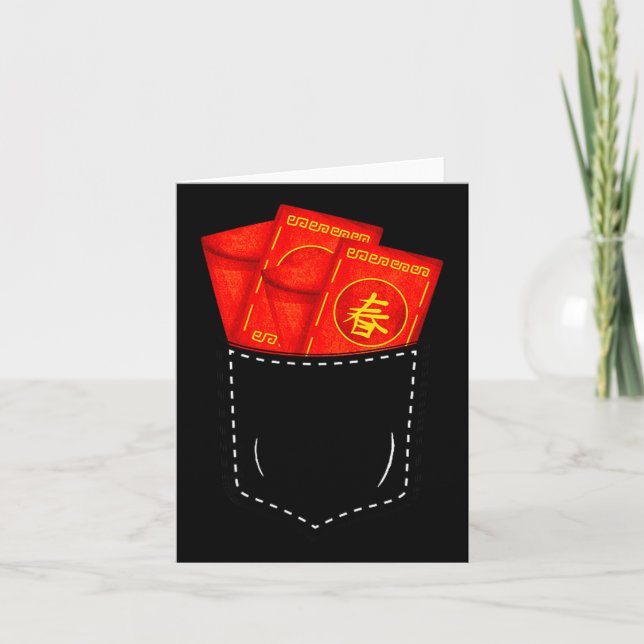 Cartão Funny Chinese New Year Fake Cket Red Envelopes Luc (Frente)
