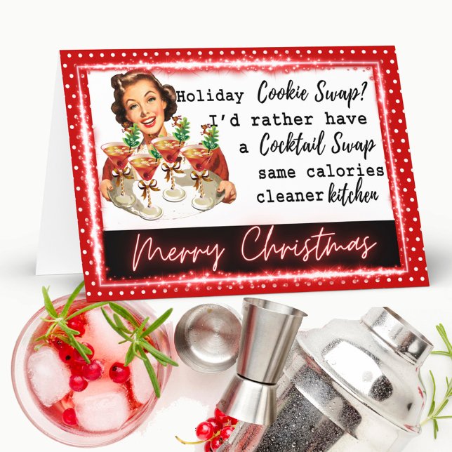 Cartão Funny Christmas Card Retro Best Friend Cookie Swap (Criador carregado)
