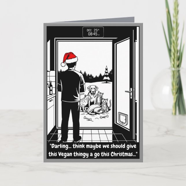 Cartão Funny Christmas cats and dogs card (Frente)