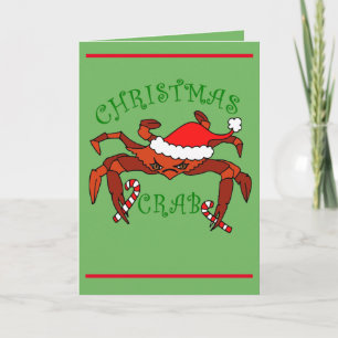 Cartão Funny Christmas Crab Santa Crab Holiday Humor