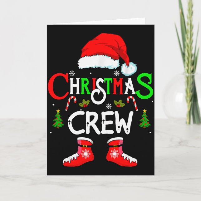 Cartão Funny Christmas Crew Xmas Squad Santa Family Pajam (Frente)