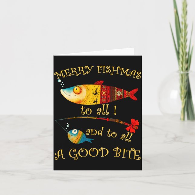 Cartão Funny Christmas Fisherman's Merry Fishmas To All F (Frente)