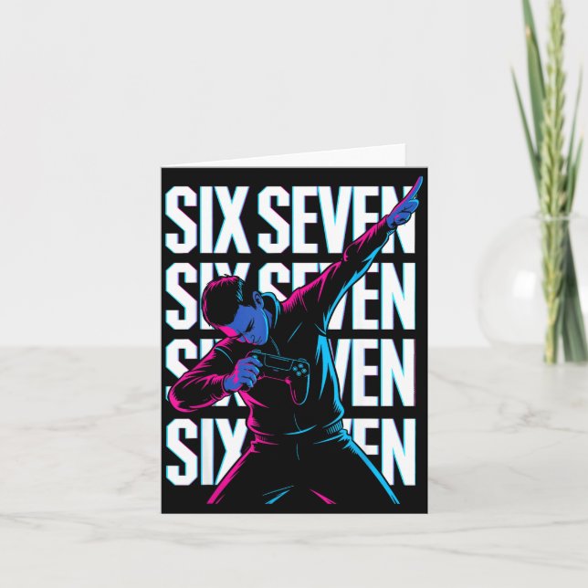 Cartão Funny Christmas Gamer Dabbing Xmas Dab Six Seven 6 (Frente)