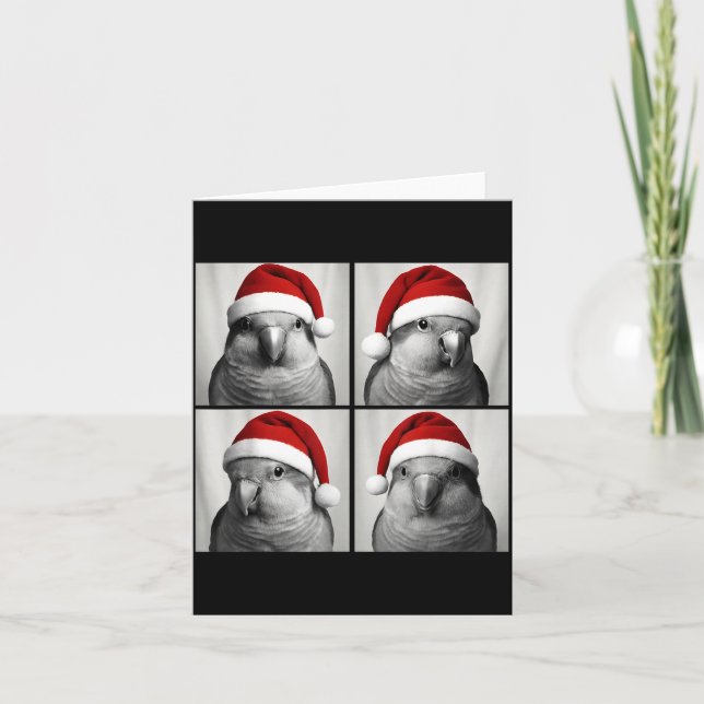 Cartão Funny Christmas Quaker Parrot Santa Photo Booth  (Frente)