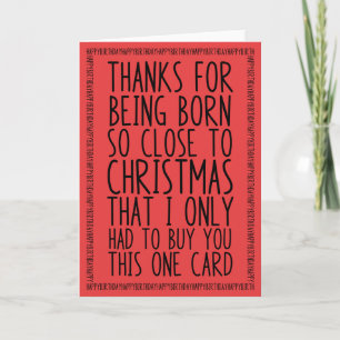 Cartão Funny Combinado Dezembro Aniversário e Natal Red