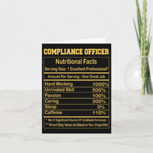 Cartão Funny Compliance Officer Nutritional Facts Motivat
