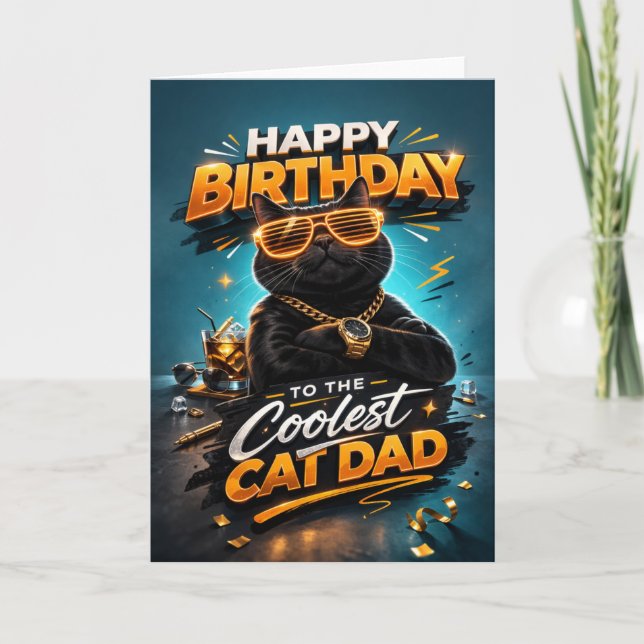 Cartão Funny Cool Cat Dad Happy Birthday Card for Men (Frente)