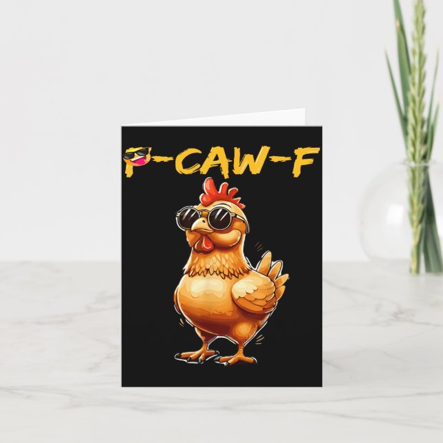 Cartão Funny Cool Chicken Sungles Caw F Humor For Men Wom (Frente)