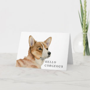 Cartão Funny Corgi Dog Pun   Olá Corgeous