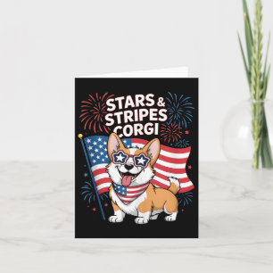 Cartão Funny Corgi Equipe Americana Patriótica Quarto De