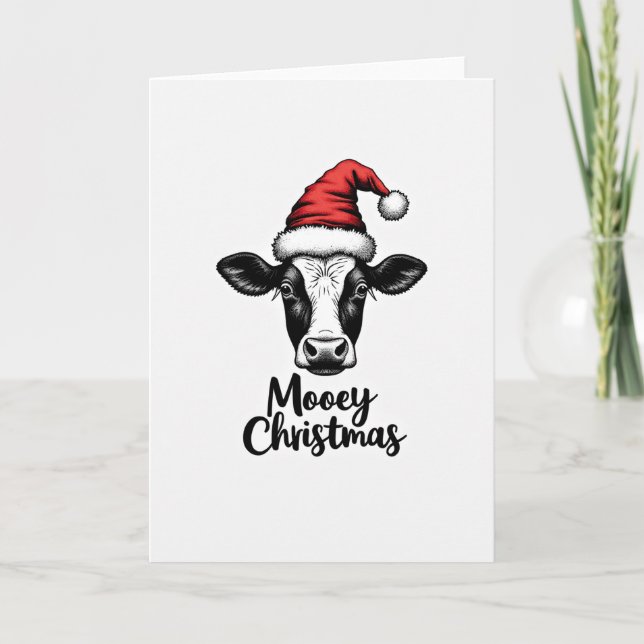 Cartão Funny Cow Mooey Christmas (Frente)