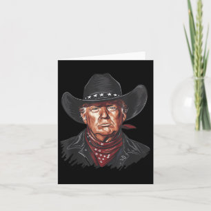 Cartão Funny Cowboy Western Donald Trump Nos Flag 2024 El
