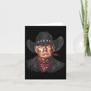 Cartão Funny Cowboy Western Donald Trump Nos Flag 2024 El