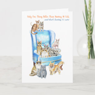 Cartão Funny Crazy Cat Lady Birthday Card - Look Inside!