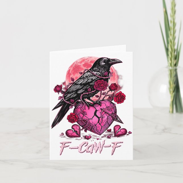 Cartão Funny Crow F-caw-f Valentines Day Black Bird Fcawf (Frente)