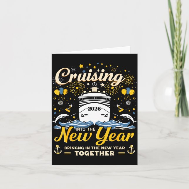Cartão Funny Cruising Into 2026 New Year Matching Family  (Frente)
